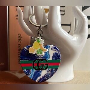💙Blue Heart Keychain with GG Logo 💙